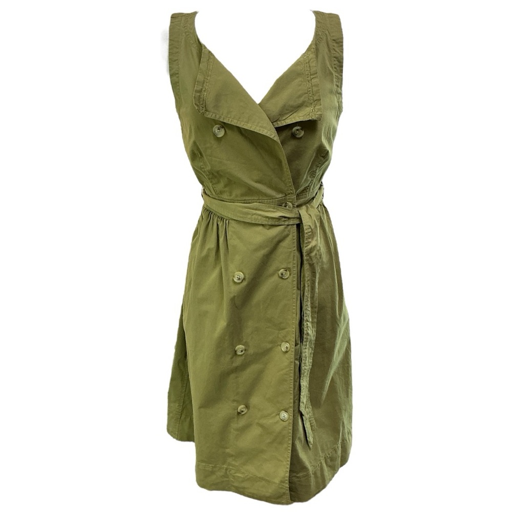 NWT J. Crew dress 4 trench‎ coat double breasted belted khaki olive ? - *photos